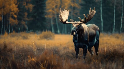 a cinematic and Dramatic portrait image for moose