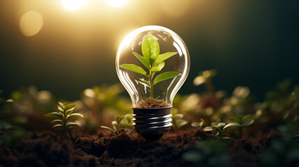 light bulb with green leaves,light bulb with plant,light bulb on green background