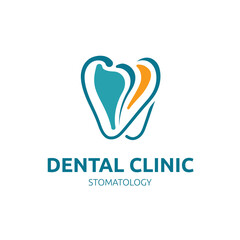 Dental Clinic Logo, or Tooth Care Creative Concept Logo Design Template, Stomatology, orthodontia, medical center logotype. Vector