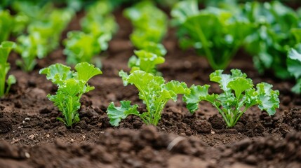 Obraz premium Vivid green beetroot plantation glowing under the sunny daylight in the countryside