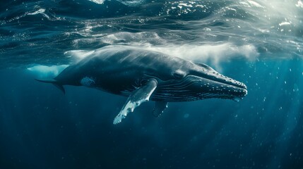 a cinematic and Dramatic portrait image for whale