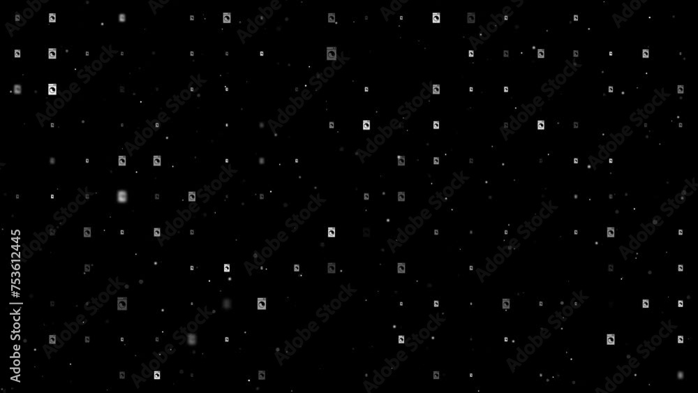 Poster template animation of evenly spaced washer symbols of different sizes and opacity. animation of tran