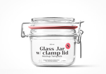 Small Glass Jar with Clamp Lid Mockup