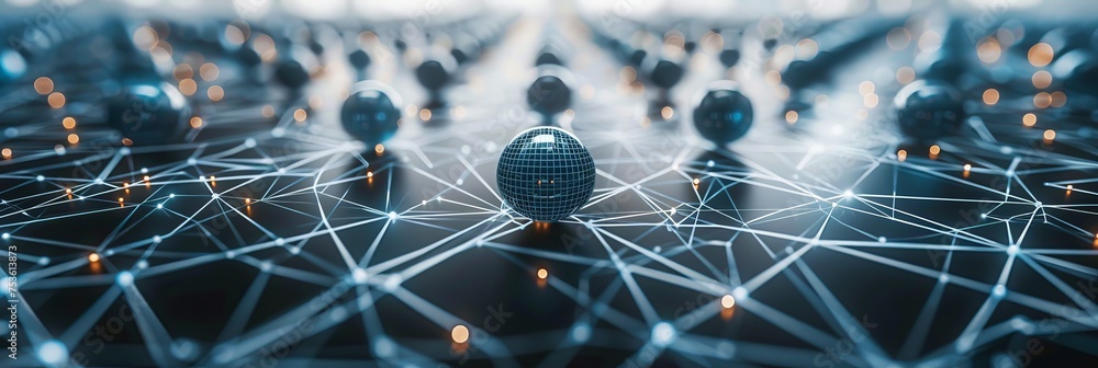 Aufkleber cyber network connection, innovation big data, ai communication with line and dot pattern concept