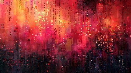 An artistic backdrop featuring intricate programming patterns and digital code, symbolizing the beauty of software development and data processing.