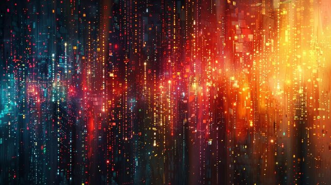 An artistic backdrop featuring intricate programming patterns and digital code, symbolizing the beauty of software development and data processing.