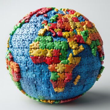 Colorful and Playful Brick-Built Planet, Generative AI