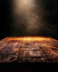 Spotlight on wooden background for product presentation