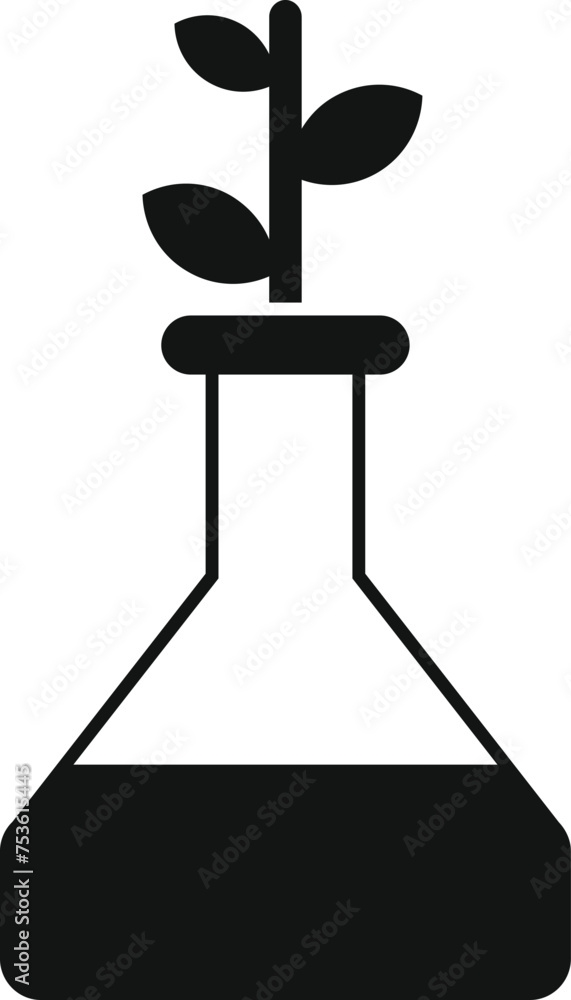 Poster bio plant flask icon simple vector. technology experiment. element study material
