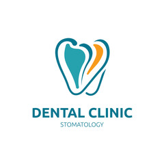 Dental Clinic Logo, or Tooth Care Creative Concept Logo Design Template, Stomatology, orthodontia, medical center logotype. Vector illustration
