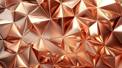Immersive Ultra HD Copper Triangle Back Wall in Cinema Quality, 3D Rendering created with Generative AI technology