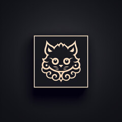 Monochrome Feline Box: A Cat-Inspired Logo Design crafted with AI, Illustration, and Generative Technology created with Generative AI technology