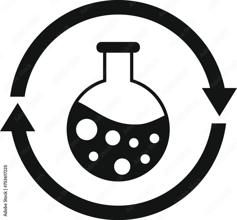 Poster change chemical flask icon simple vector. study virus. chemistry flask lab