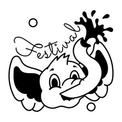 Handy glyph sticker of songkran festival 