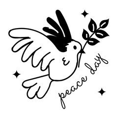 Trendy glyph sticker of peace day 