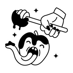 Modern glyph sticker depicting rosh hashanah festival 