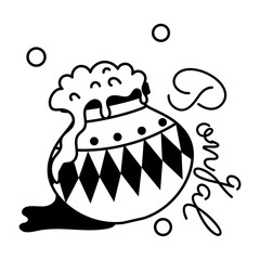 A well-designed glyph sicker of pongal festival pot 