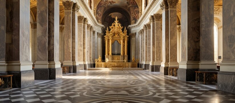 Interiors and architectural details of the Royal Chapel in Versailles