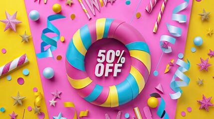Pink birthday theme with 50% off float
