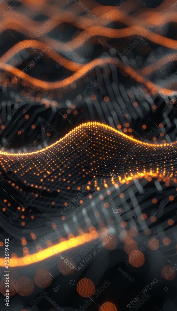 Poster futuristic dark abstract design background with magical bokeh waves and enchanting vibe