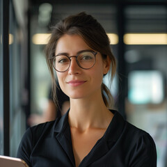 portrait of a business woman, staring at the camera