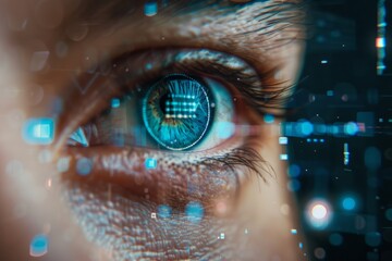Digital reading of the ocular retina, from a blue eye