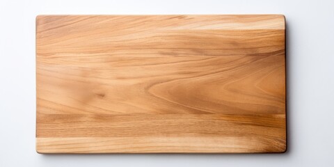 Naklejka premium White background, flat lay view of wooden cutting board.