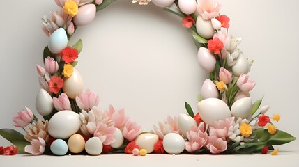 Naklejka na ściany i meble easter wreath with white eggs