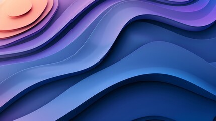 Fototapeta premium Dynamic blue and purple waves on dark background for contemporary design projects