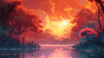 Fototapeta premium Digital Artistry: Stunning Scenes in Digital Illustration