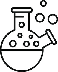 Round chemical flask icon outline vector. Study molecule. Blood discovery