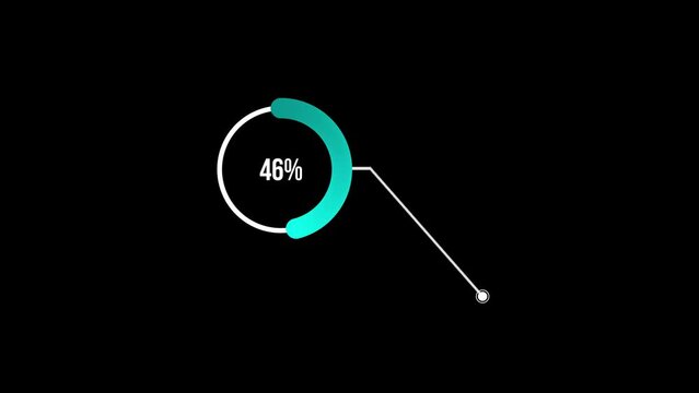 46 percent Call out Pie Chart Animation. Forty Six percent Glowing Blue Chart on Black and Background. Fourty Six percentage chart for finance, sales, statistics Green Screen Motion Graphics
