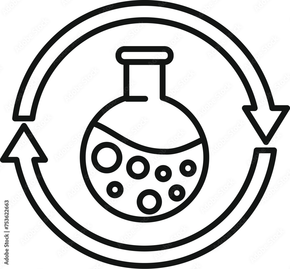 Poster change chemical flask icon outline vector. study virus. chemistry flask lab