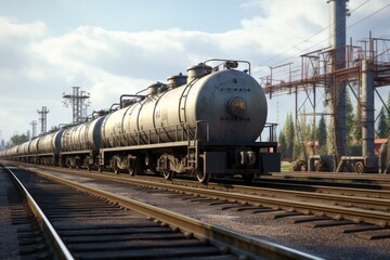 Fototapeta na wymiar Train with oil tank as one of the major transportations to delivery oil.