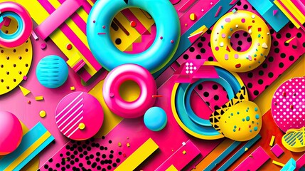 Pop art inspired colorful 3D objects scene