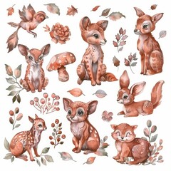 Woodland Animals Illustration in Watercolor