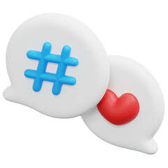 hashtag 3d render icon illustration