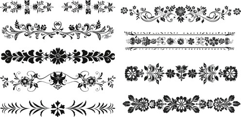 Flourishes and laurel vector design dividers set for decoration - obrazy, fototapety, plakaty