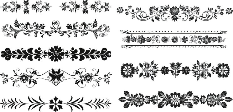 Flourishes and laurel vector design dividers set for decoration