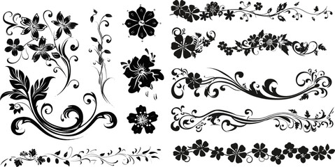 Set of decorative calligraphic elements - dividers - obrazy, fototapety, plakaty
