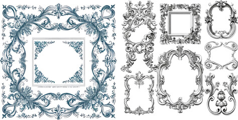 Retro ornamental frame, rectangle ornaments - obrazy, fototapety, plakaty