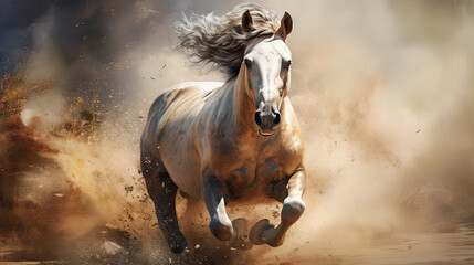 A horse background, highlighting their power, movement, and natural surroundings Ai Generative