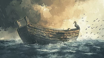 Foto op Canvas Noah's Ark. Inspirational bible verse. Grunge © LofiAnimations