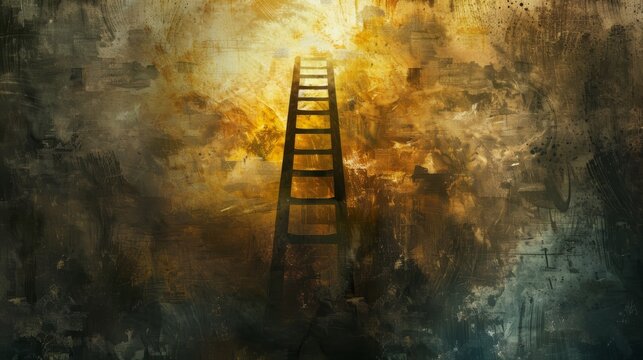 Jacob's Ladder. Inspirational bible verse. Grunge
