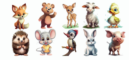 Adorable Collection of Illustrated Baby Animals, Perfect for Children’s Books and Educational Content
