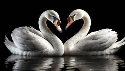 two white swans on a black background