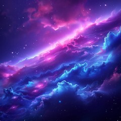 Vibrant Cosmic Nebula with Stars, Purple and Blue Galaxy Illustration, Space Background for Fantasy and Science Fiction