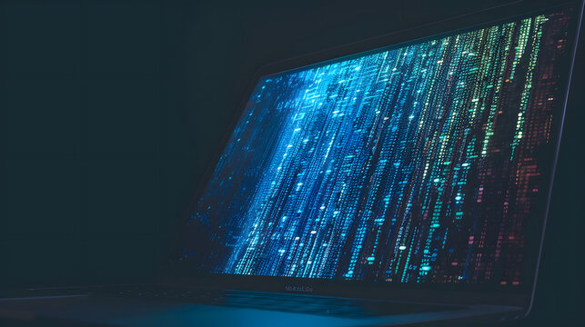 Binary Beauty: A Captivating Visualization of Digital Binary Data Displayed on a Computer Screen