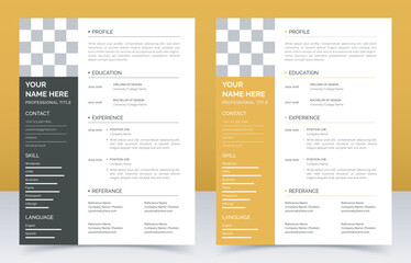 Modern professional CV resume template design with nice typography design, vector minimalist.
