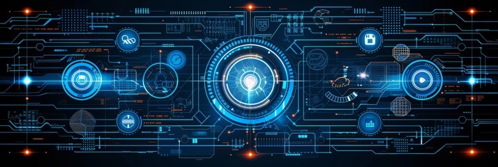 Futuristic 3d paper circle with circuit board on hi tech digital communication concept background